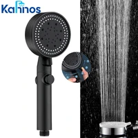 black shower head high pressure 5 modes adjustable single head round massage nozzles handheld water saving filter shower head