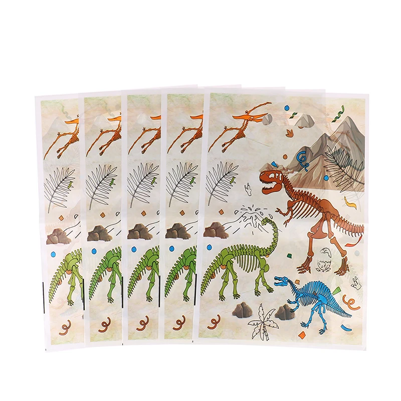 Wholesale Cartoon Fossil Dinosaur Theme Plastic Candy Loot Bag Handle Gift Bag Kids Favor Birthday Party Decoration Supplies