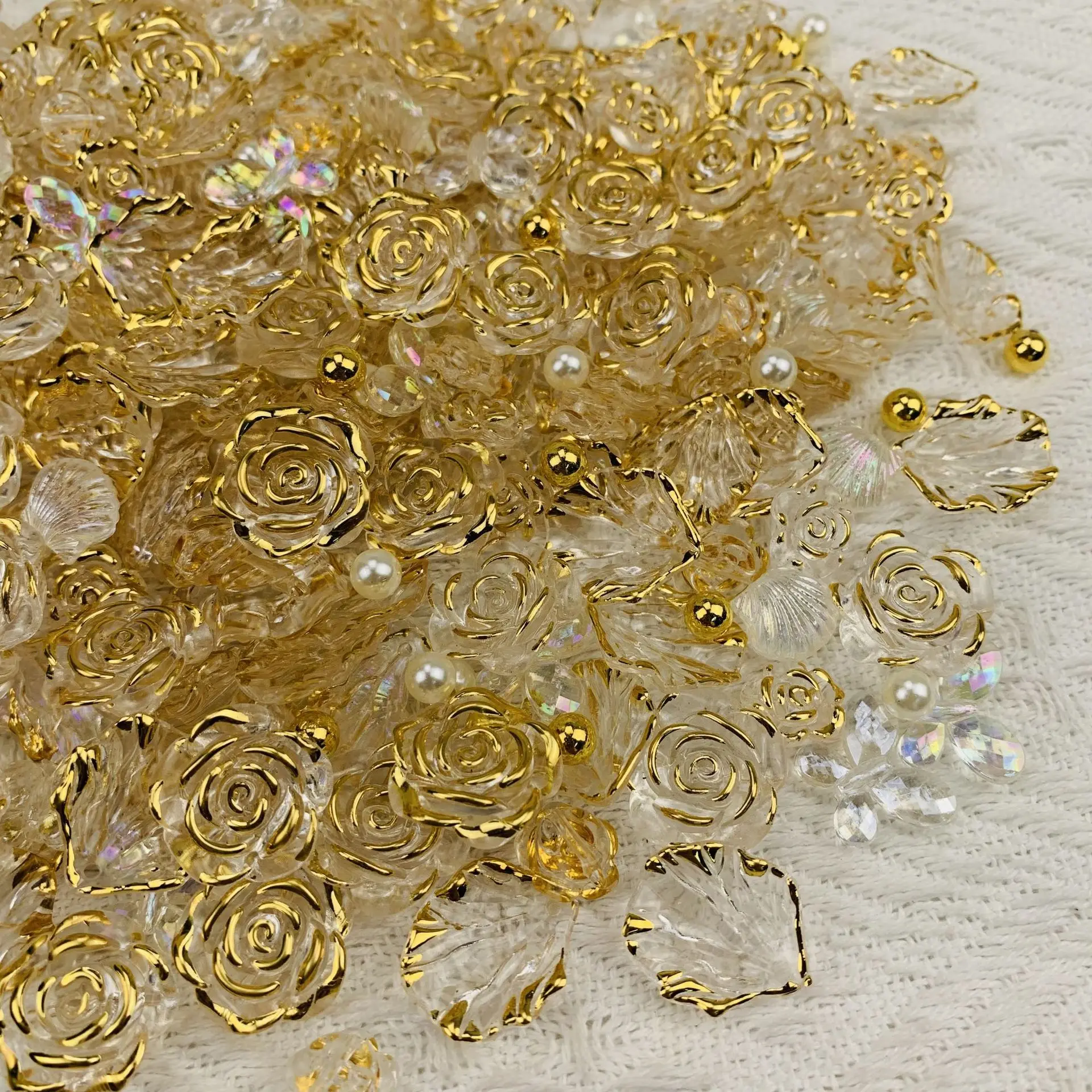Прозрачные жемчужины 30 г/упаковка акриловые розы цветы листья плоские затычки с