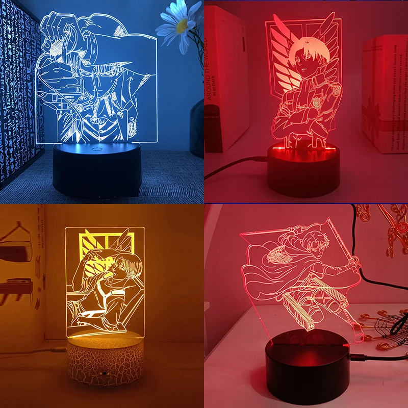 Attack On Titan Shinge No Kyojin Levi Ackerman 3d Led Lamp Bedroom Manga Night Lights Anime Figure Room Decor Lampara Luces