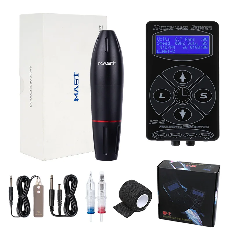 

Professional Tattoo Pen Machine Kits Dragonhawk Mast Rotary Pen Tattoo Permanent Makeup Sets Power Supply for Tattoo Artist