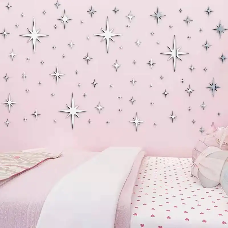 

Acrylic mirror paste size star cross star combination stereo waterproof DIY children's room home decoration mirror sticker wall