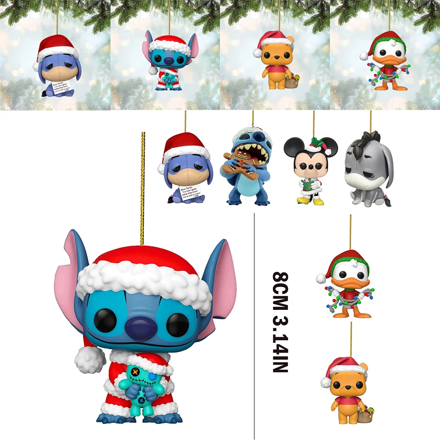 

7 Style Christmas Pendant Disney Stitch Action Figure Xmas Tree Decorations Hanging OrnamentsDoll Party Decoration New Year