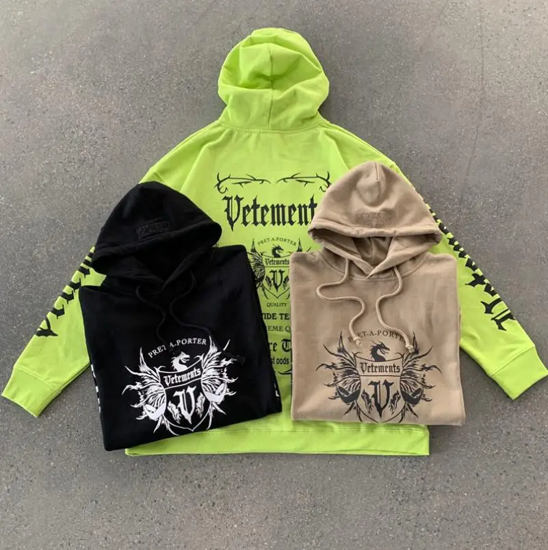 

2022fw VETEMENTS Hoodie Men Women 1:1 High Quality Graphic Logo Print Vetements Label Crest Sweatshirts Oversized Pullovers