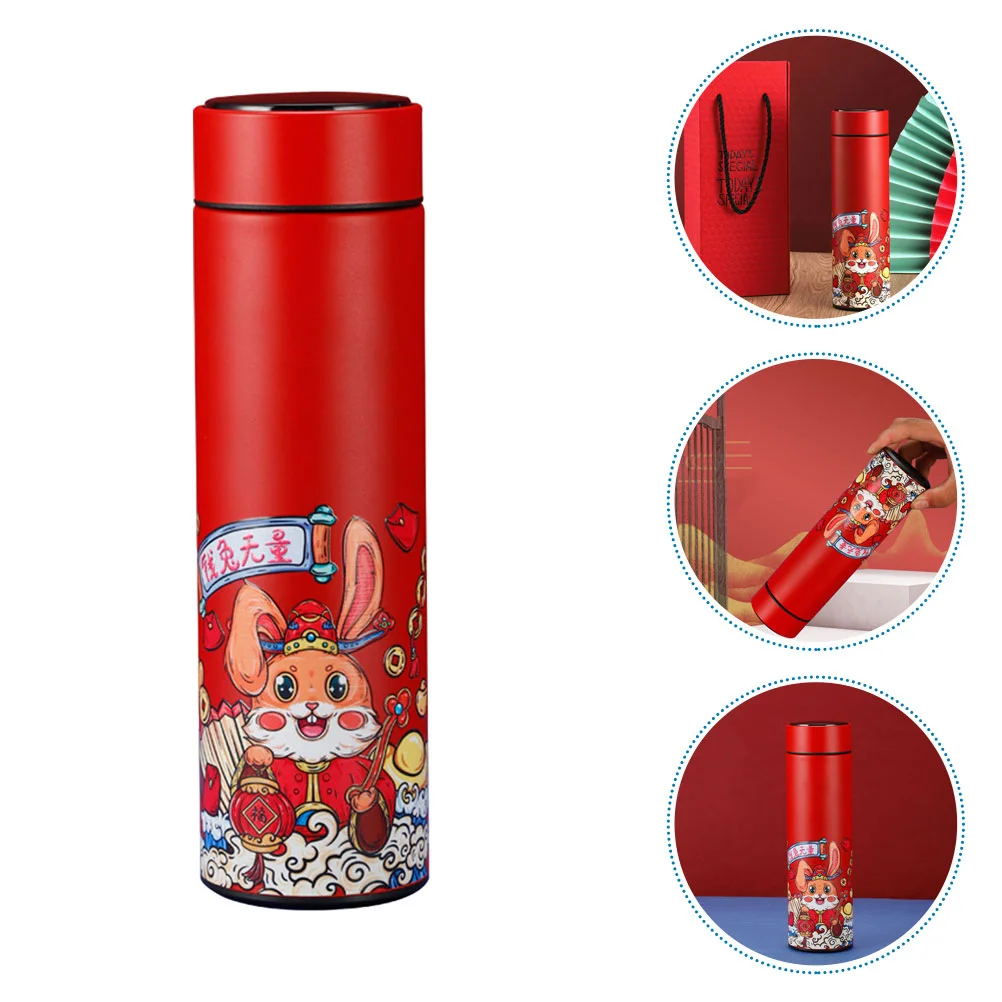 

Water Cup Bottle Insulated Year Vacuum Gift Coffee Winter Rabbit Thermal The Bottles New Portable Metal Mug