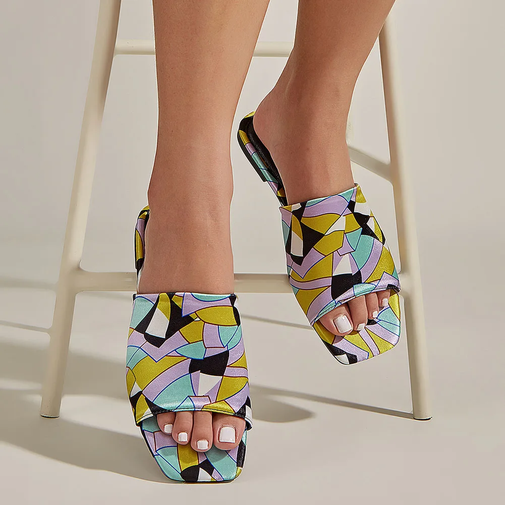 Brand New INS Hot Ladies Flat Summer Slides Fashion Mixed Colors Print women's Slippers 2023 Casual Light Comfy Woman Shoes