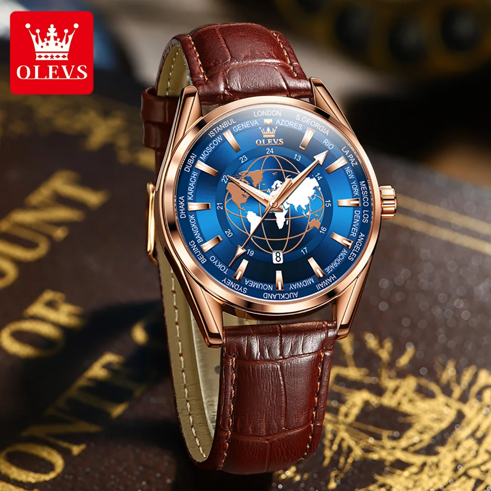 

Мужские водонепроницаемые кварцевые часы с ремешком из ПУ кожи