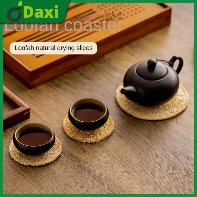 

Retro Tea Mat Coaster Handmade Durable Teaware Tray Kung Fu Tea Set Teapot Mat Tea Accessories Loofah Cup Holder 100 Natural