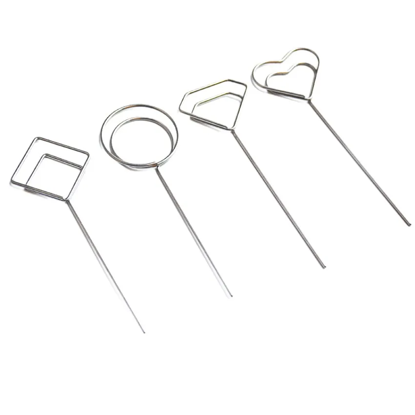 Metal Wire POP Sign Holders Stand Photo Paper Card Promotion Display Label Memo Winding Clips Silver 100pcs