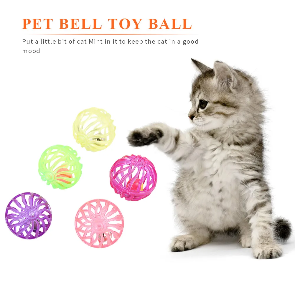 

Hollowed Cat Bell Ball Toy Pet Supplies Random Kitten Training Interactive Toy for Household Animals Cats Entertainment