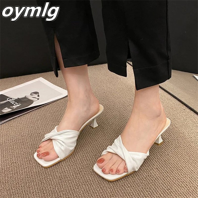 Net red stiletto sandals and slippers women's 2022 new all-match fashion temperament retro one-word high-heeled sandals pumps