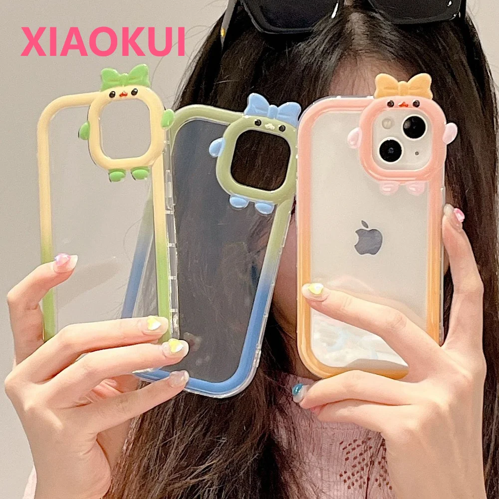 

Cartoon Gradient Bumper CLear Cases For iPhone 13 12 11 Pro Max Soft Silicone Transparent Protective Cover for iphone XS XR X
