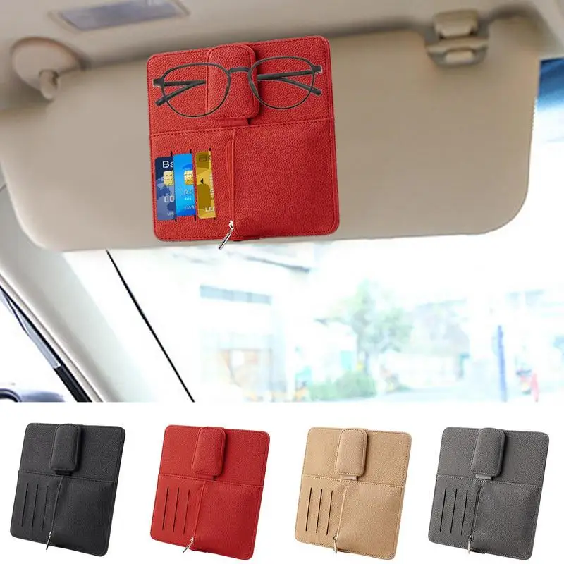 

Car Sun Visor Organizer Multifunctional Car Sun Visor Storage Bag With Magnetic Glasses Clip Coin Holder Glasses Clip For Car