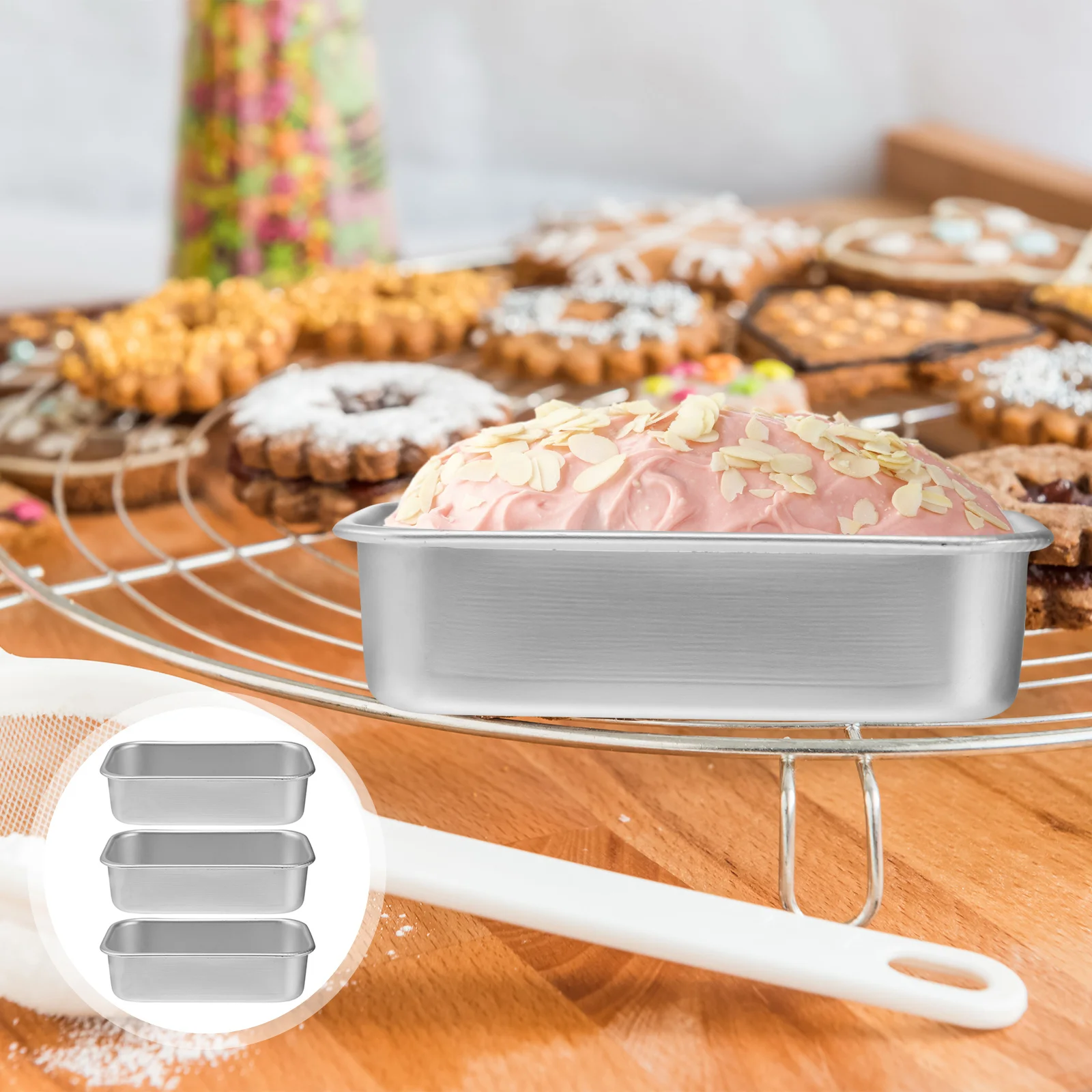 

3pcs Loaf Pan Bread Mold Non Bread Pan Aluminium Bakeware Mold Silver