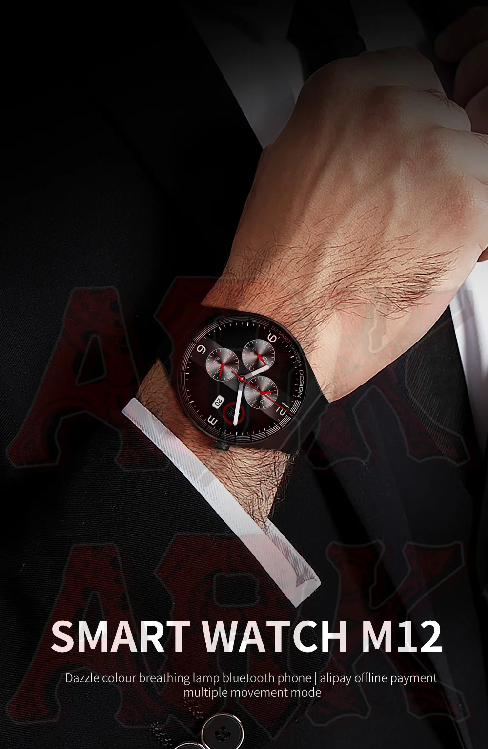 

M12 Smart Watch Men Flash Light NFC Bluetooth Call Smartwatch Women for HUAWEI Xiaomi Phone PK DT3 Max GT3 Pro HW28 M11 X5 Pro