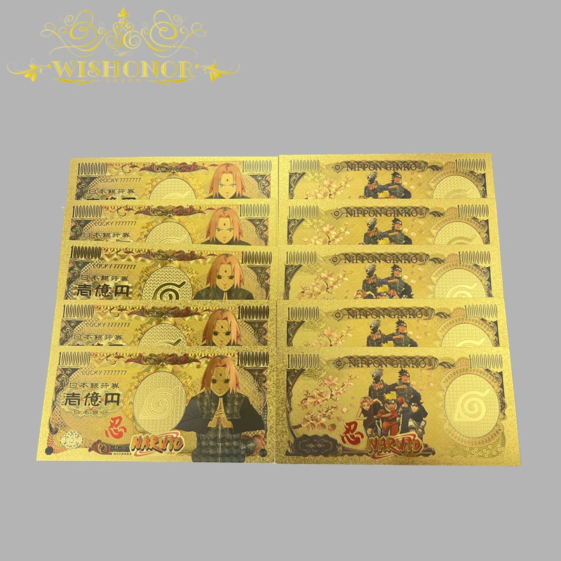 

14 видов конструкций Japan аниме-открытки Uzumaki мультяшная банкнота в позолоченном 24K для коллекции