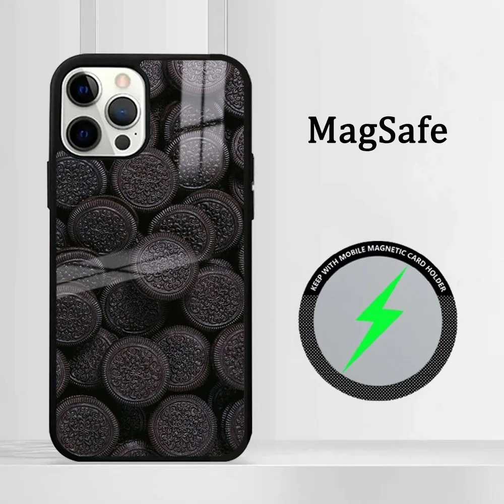 Чехол для телефона Cookie O-Oreos iPhone 15 14 13 12 11 Pro Max Plus Mini зеркальный Магнитный чехол