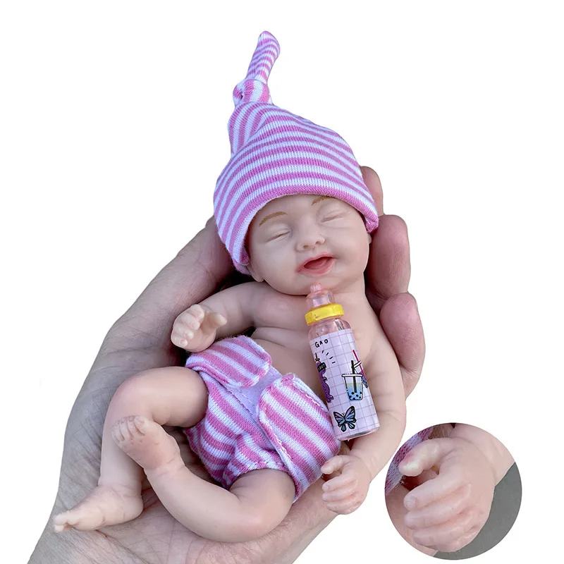 Дешево Силиконовые Мини-куклы Новорожденные, 6 дюймов, ручная работа, маленькая милая кукла новорожденная для сна, окрашенные силиконовые наборы н...