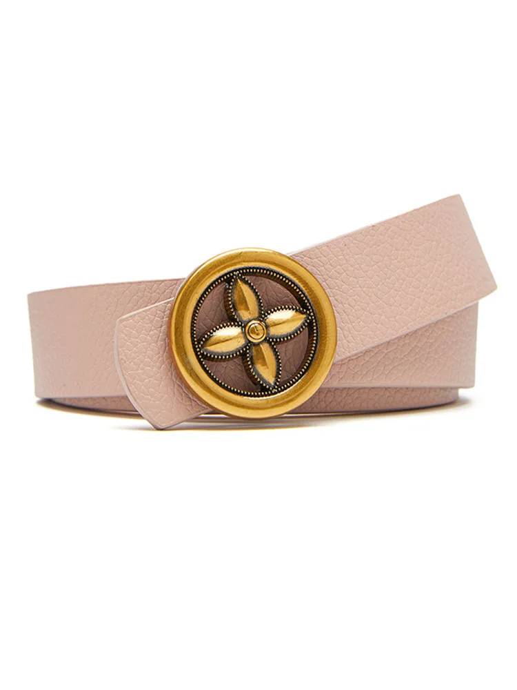 

New Fashion Ladies Belt Round Snap Buckle All-Match Solid Color Belt For Women Jeans Dress Coat Waistband 2022