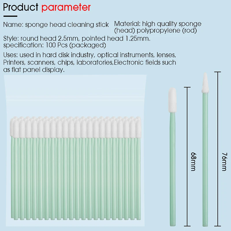 100PCS Fiber Cleaning Rod Fiber Optic Cleaning Sticks Fiber Optic Swabs For 1.25mm/2.5mm LC/SC/FC/ST Connectors FTTH Tool