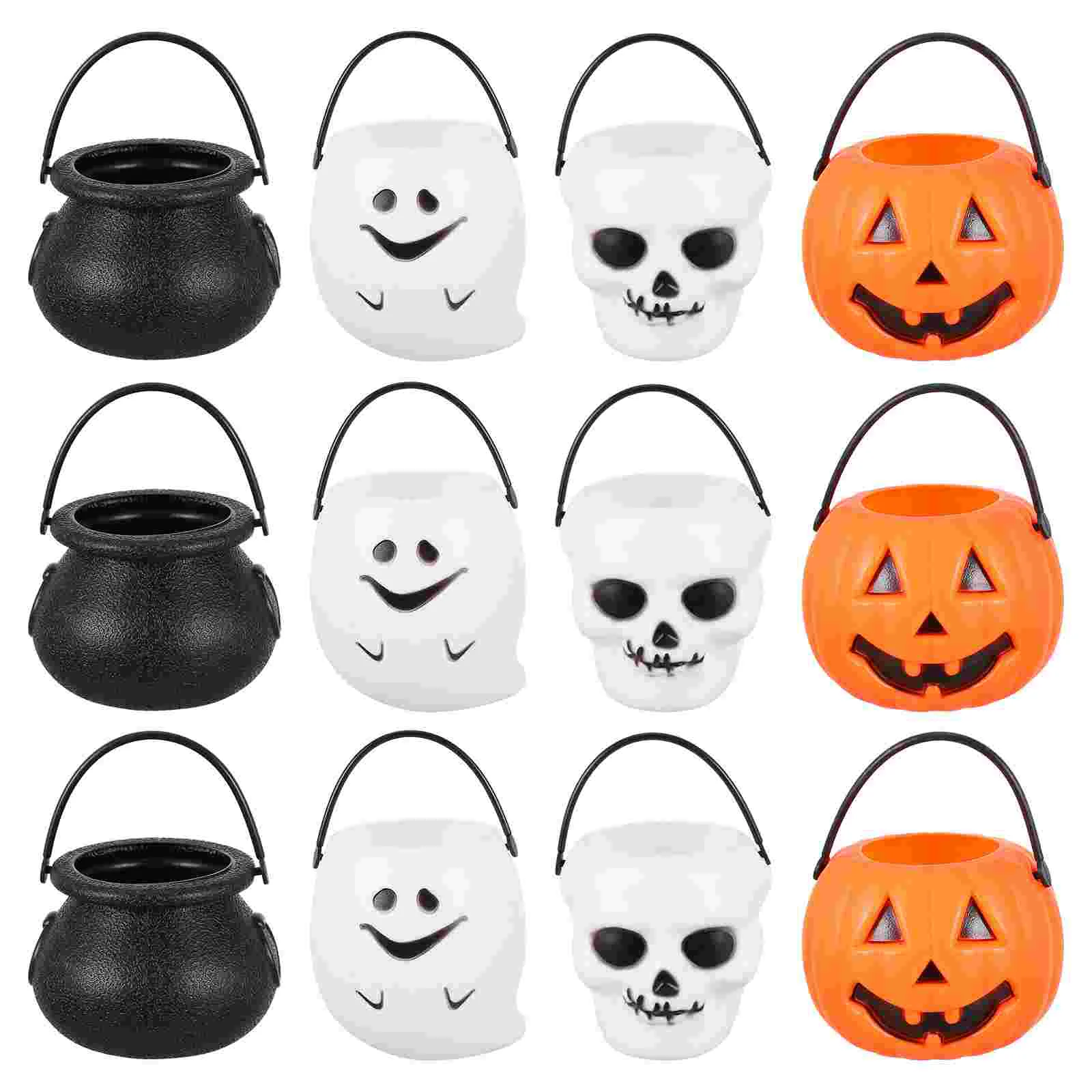 

12Pcs Theme Pumpkin Buckets Lovely Portable Bucket Candy Container