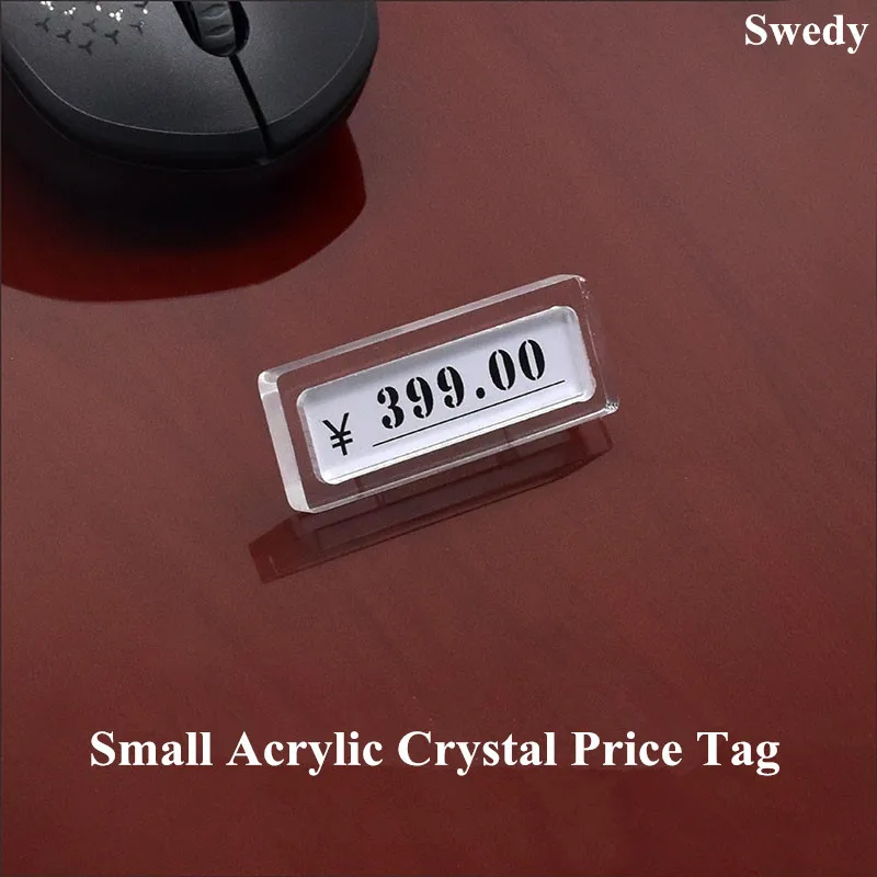 

50x20mm Slant Back Acrylic Price Name Card Label Tag Stand Table Mini Sign Holder Price Paper Holder Frame