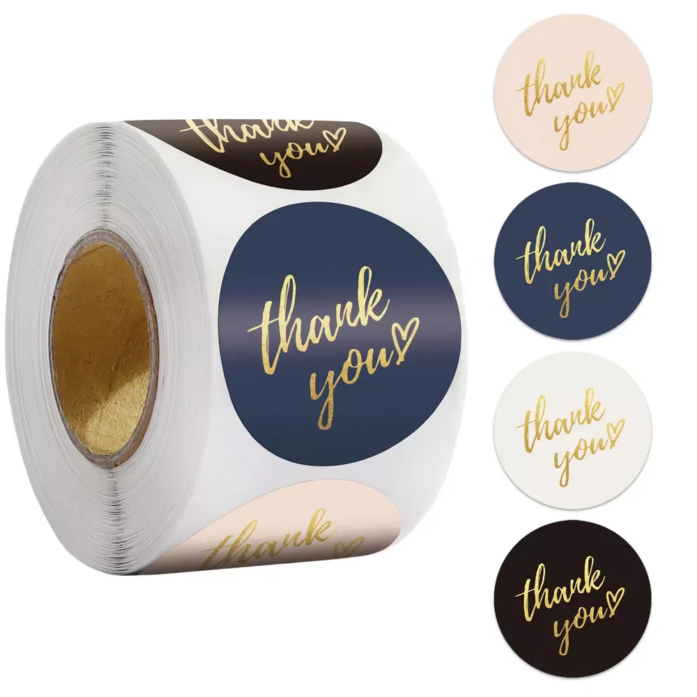 

Thank You Stickers Seal Labels 50-500PCS Gold Foil Paper Decoration Sticker For Handmade Wedding Gift Labels Stationery 4 Colors