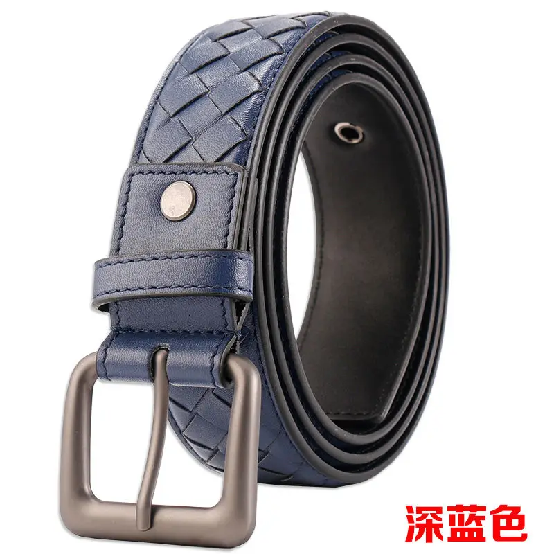 WJB231  unisex  pin buckle  3.5cm   fashion  weave  braid  Belt  classic Woven   Microfiber Leather Belts