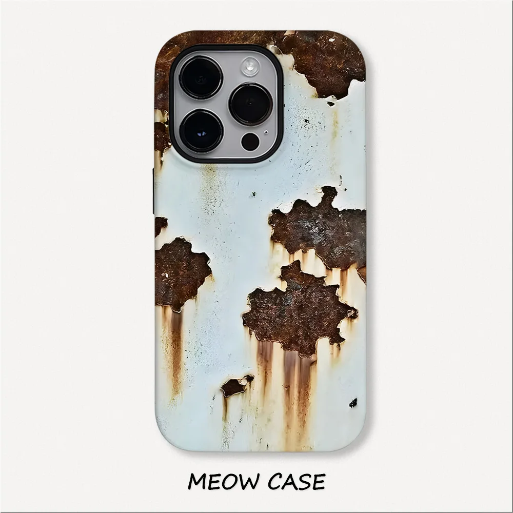 Фото Новый чехол для телефона Retro Rust для IPhone 17 16e 16 15 14 13 12 11 X XS XR XSMAX 7 8 Air Pro Max Plus, роскошная двухслойная задняя крышка №2