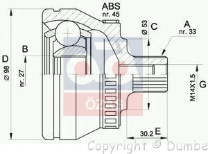 

303409 для внешней оси ABS LI PASSAT A4 / A6 1.9tdi 00