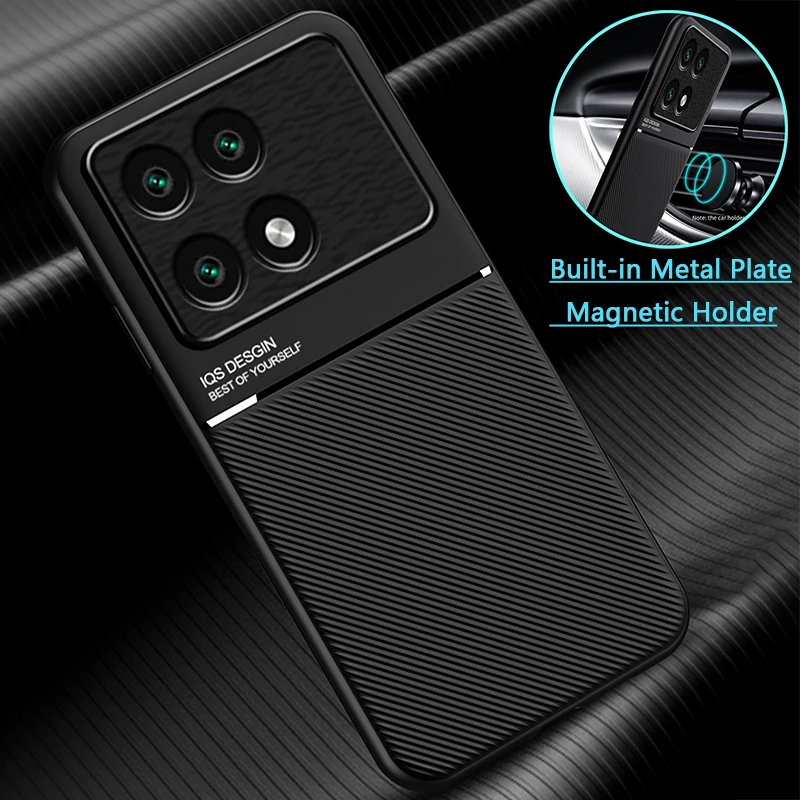 Для Poco F6 Pro 5G кожаная текстура магнитный держатель чехол для Poko Little F6pro F 6 6F мягкая