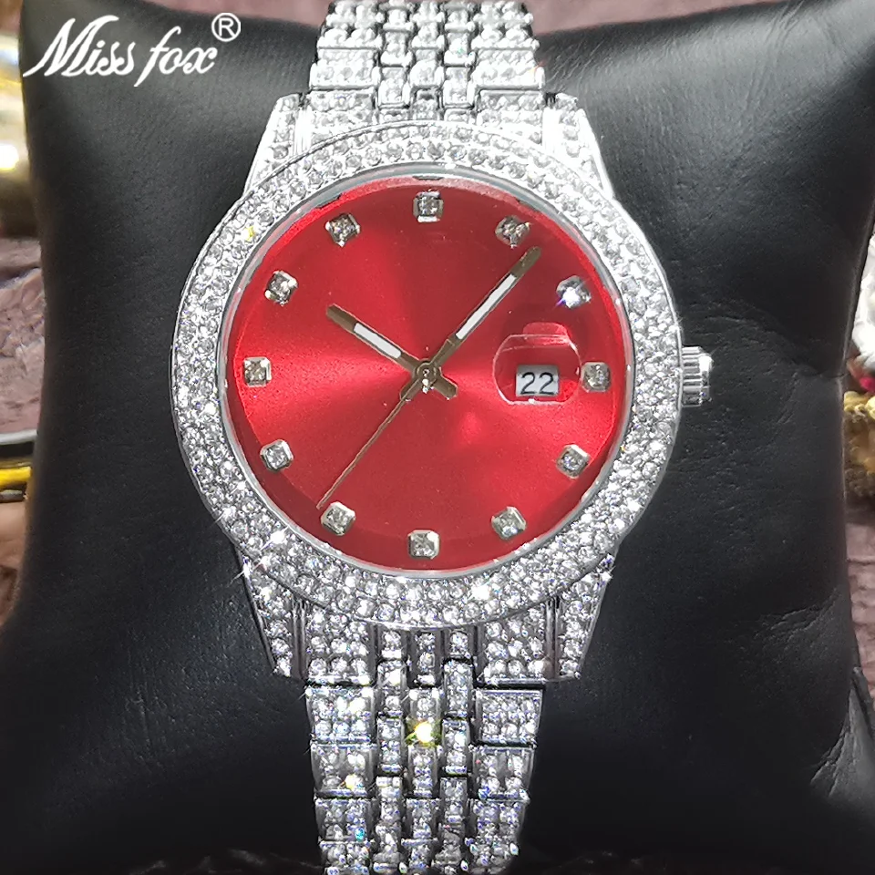 

Hip Hop MISSFOX Trendy Men's Watches Quartz Red Top Brand Luxury Auto Date Business Waterproof Clocks Dive Male Wrist Watches