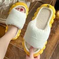 all season designer slippers fashion solid color mute bedroom cotton comfortable home shoes indoor thick sole couples men women