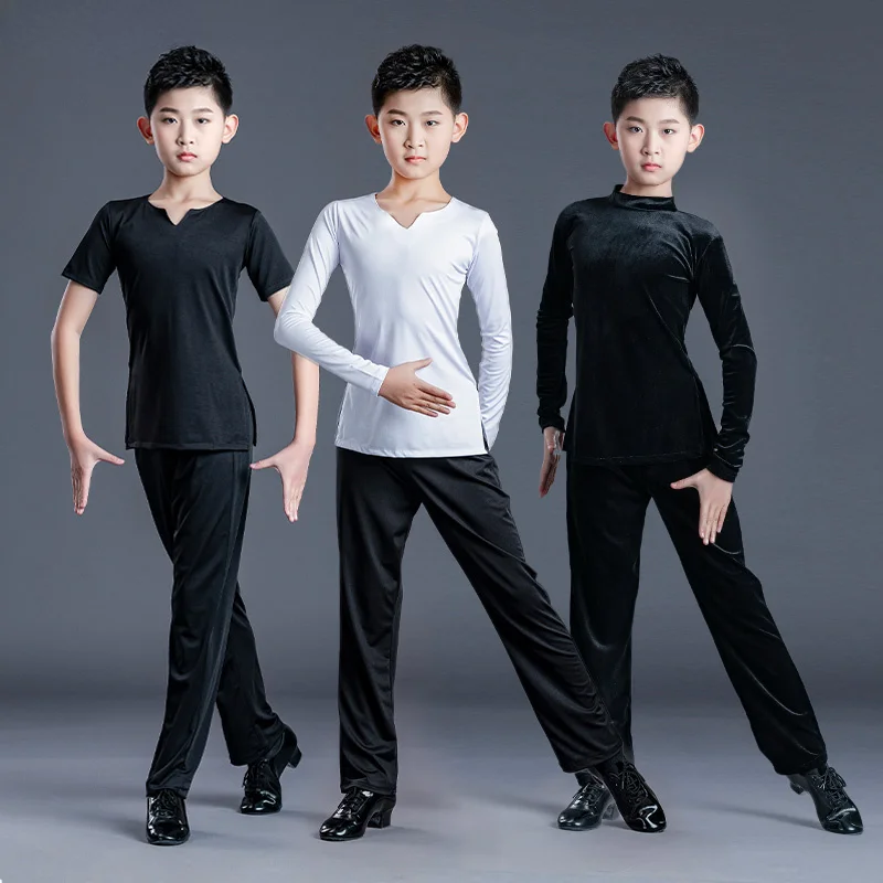 

Boy's Latin Dance Shirt and Pants Classical Latin Ballroom Dancing Modern Waltz Dancing Practice Wear Boy Samba Suit