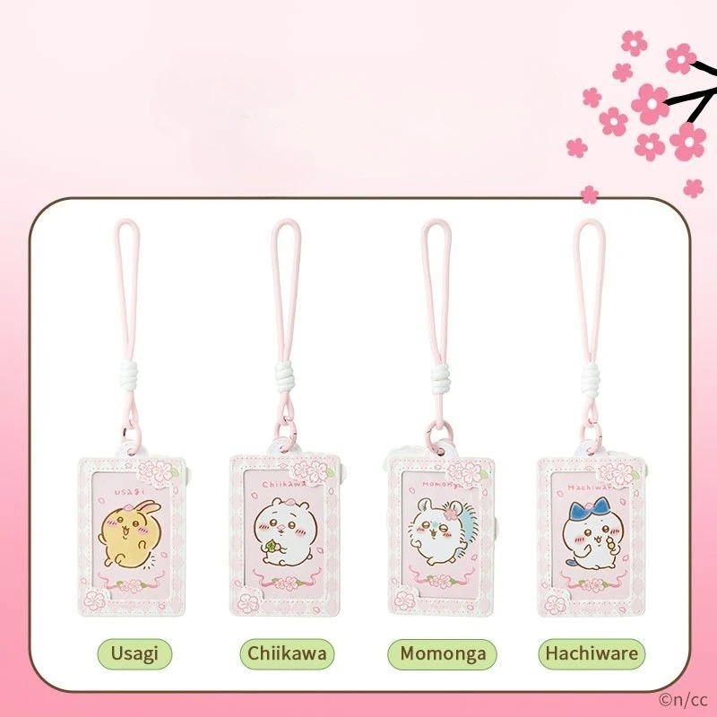 Фото MINISO Chiikawa Hachiware Usagi Kawaii аниме мультфильм вишневый цвет сезонный пакет карт студенческий держатель для карт сладость №2