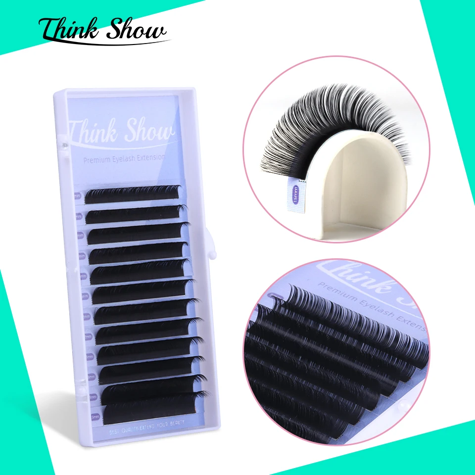 

THINKSHOW False Eyelash Extensions Faux Mink Black Material B/C/D Curls 8-15mm Individual Lashes Soft Natural Lash Makeup Tools