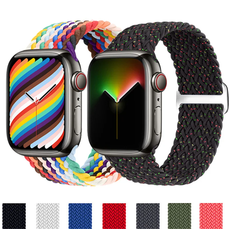 

Braided solo loop Strap For Apple Watch band 44mm 40mm 45mm 41mm 42mm 38mm Nylon Elastic belt Bracelet iWatch serie 3 4 5 SE 6 7