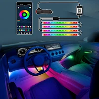 led car interior ambient foot lamp streamer colorful app music control backlight decorative atmosphere lights auto accessories