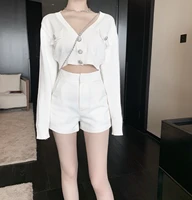 chicyou two versatile kings in hands simple classic quality black and white new high waist suit shorts