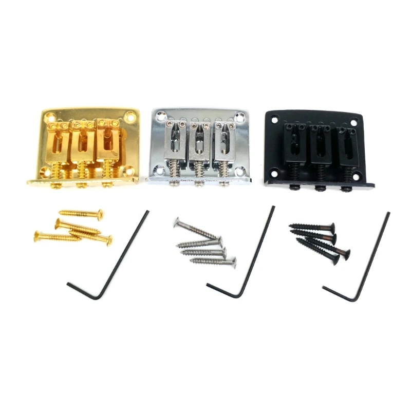 

3-String Guitar Fixed Bridge Top Load Tailpiece with Screws & Wrench Guitar Part 448D