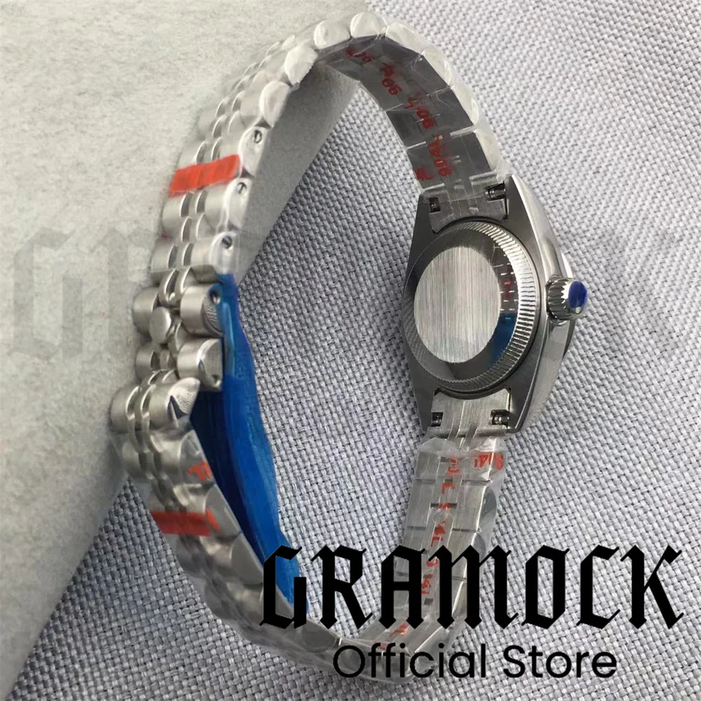 Фото Женские часы Gramock 26 мм, 3 точки, дата, бриллиант, розовый, жемчуг, NH05, автоматический механизм, серебро, сапфировое стекло №2
