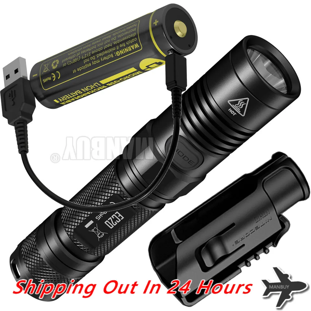 

Nitecore EC20 Flashlight 18650 USB Port Rechargeable Battery NTH10 Holder CREE XM-L2 LED 960LMs Outdoor Camp Torch Free Shipping