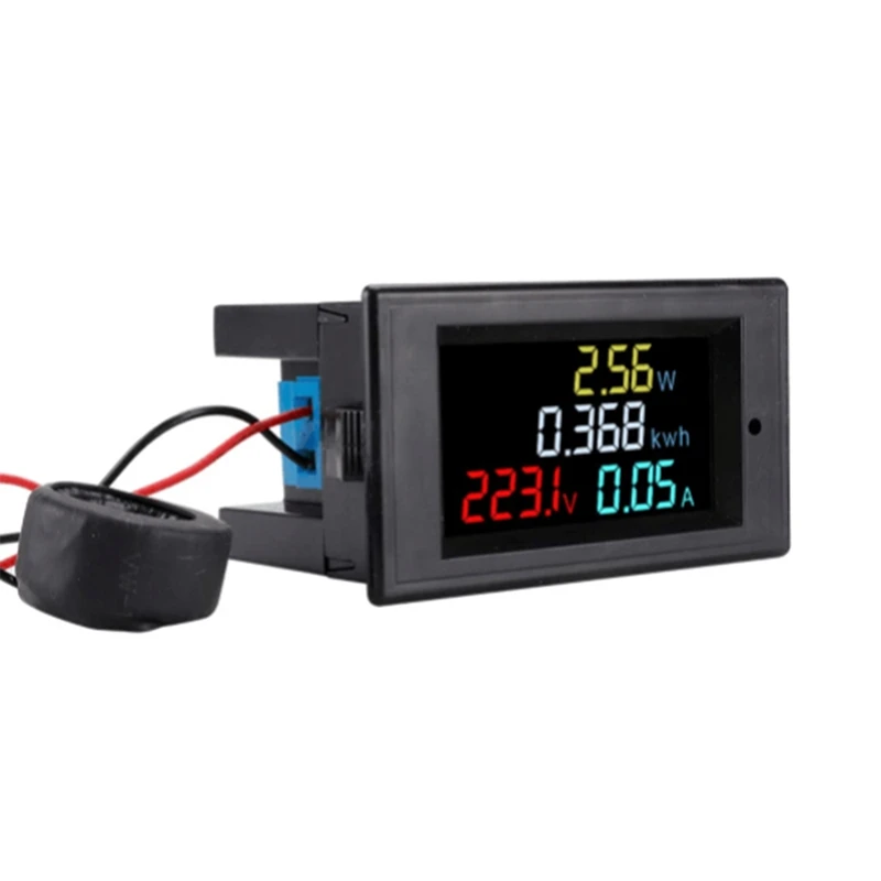 

AC Voltmeter Ammeter Power Energy Meter 0.01-100A HD Color Screen 180 Degrees LED