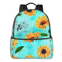 sunflower floral printed multifunctional mens and womens backpacks business and travel laptop backpacks 14 5x12x5 in