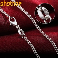 925 sterling silver 1618202224262830 inch 2mm side chain fashion necklace for women man party engagement wedding jewelry