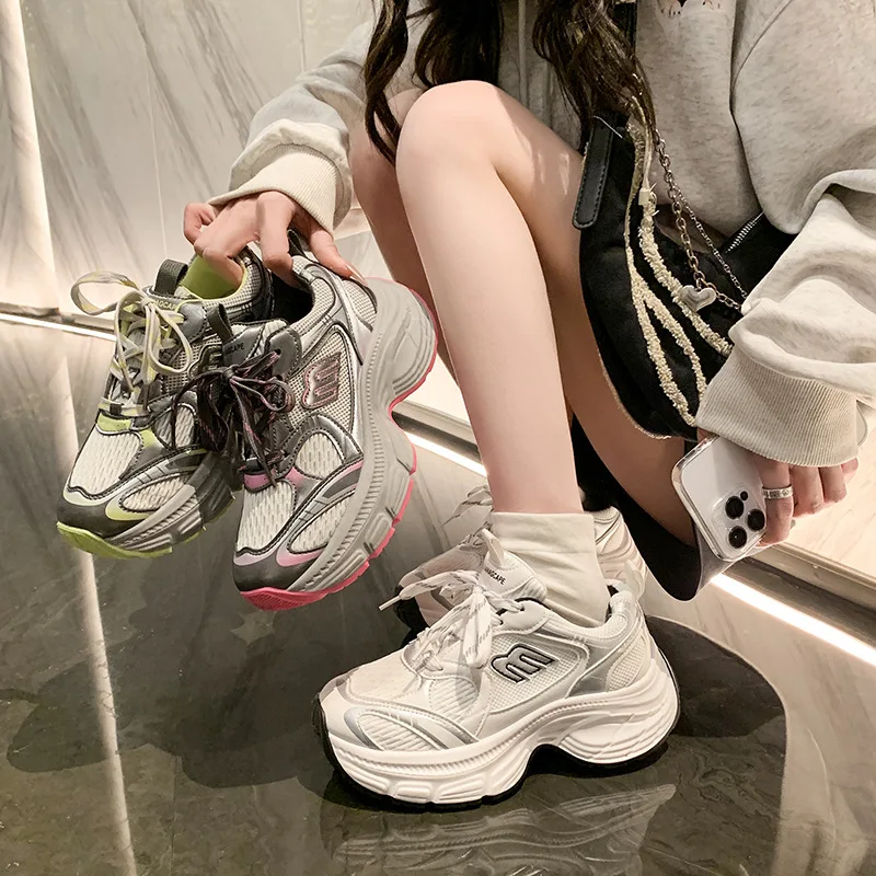 Новинка Весна 2024 Папины туфли женские универсальные дышащие кроссовки на