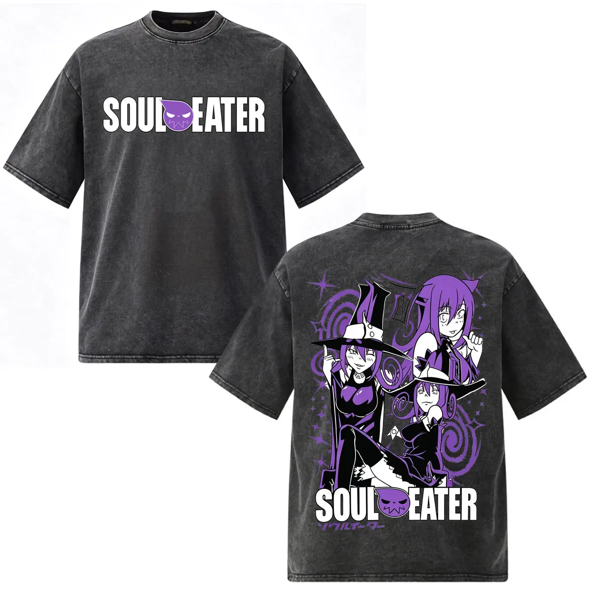 Фото Винтажные футболки с принтом японского аниме Soul Eater Crona, мужская и женская одежда, модные футболки в стиле Харадзюку, оверсайз, с коротким рукавом №4