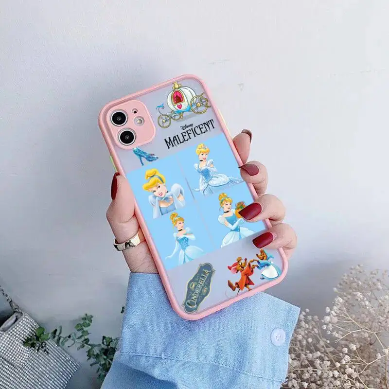 Чехол для iphone 13 12 11 Pro Max Mini XS 8 7 Plus X SE XR матовый светло-розовый чехол с принцессой