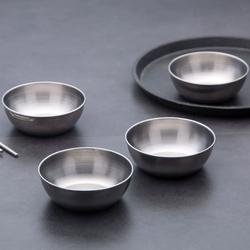 1/5pcs Stainless Steel Seasoning Sauce Dish Small Dip Bowl Side Plates Butter Sushi Plate Vinegar Soy Dishes Kitchen Saucer | Дом и сад