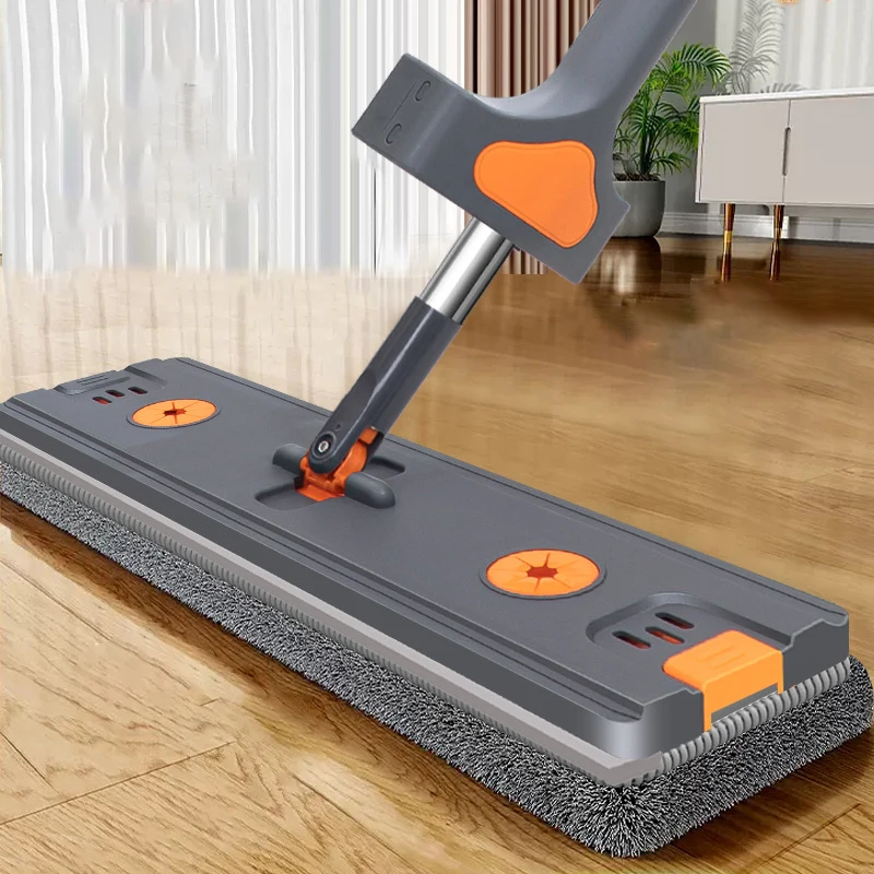 New Style Large Flat Mop Hands Free Self-contained Slide Microfiber Floor Mop 360°Rotating Mop Home Windows Floor Cleaning